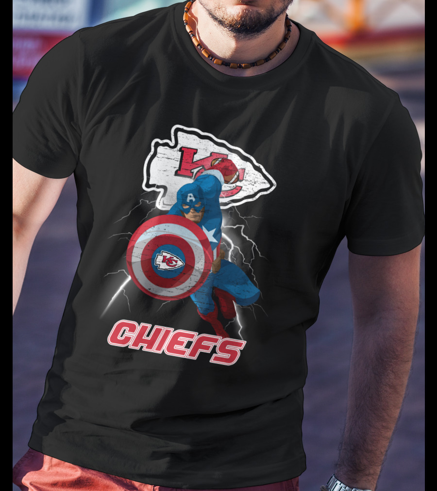 Kansas City Chiefs Captain America Nfl Crossover T-Shirt
