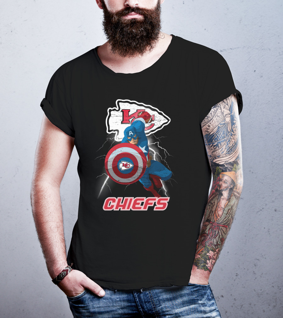 Kansas City Chiefs Captain America Nfl Crossover T-Shirt