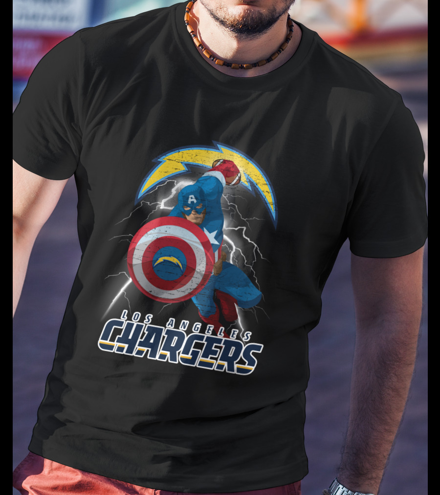 Los Angeles Chargers Captain America Nfl Crossover T-Shirt