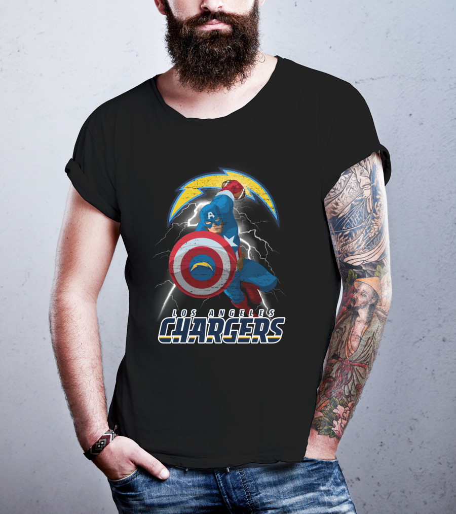 Los Angeles Chargers Captain America Nfl Crossover T-Shirt
