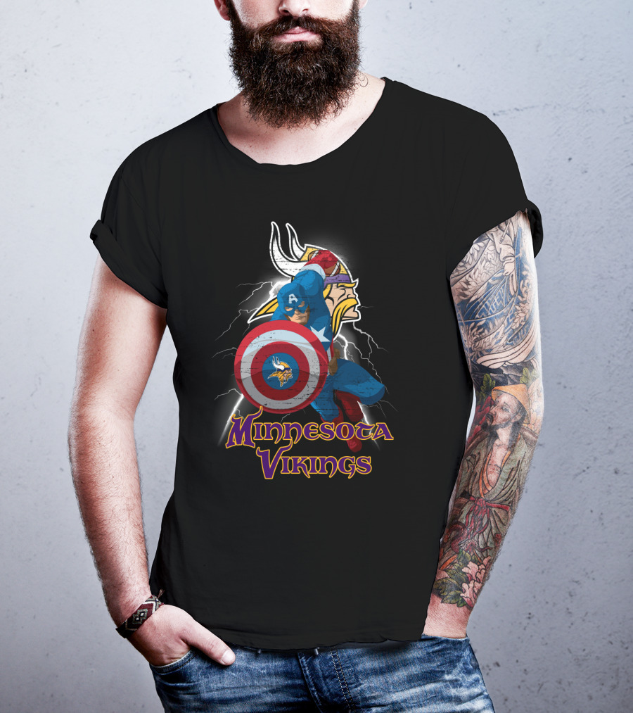 Minnesota Vikings Captain America Nfl Crossover T-Shirt