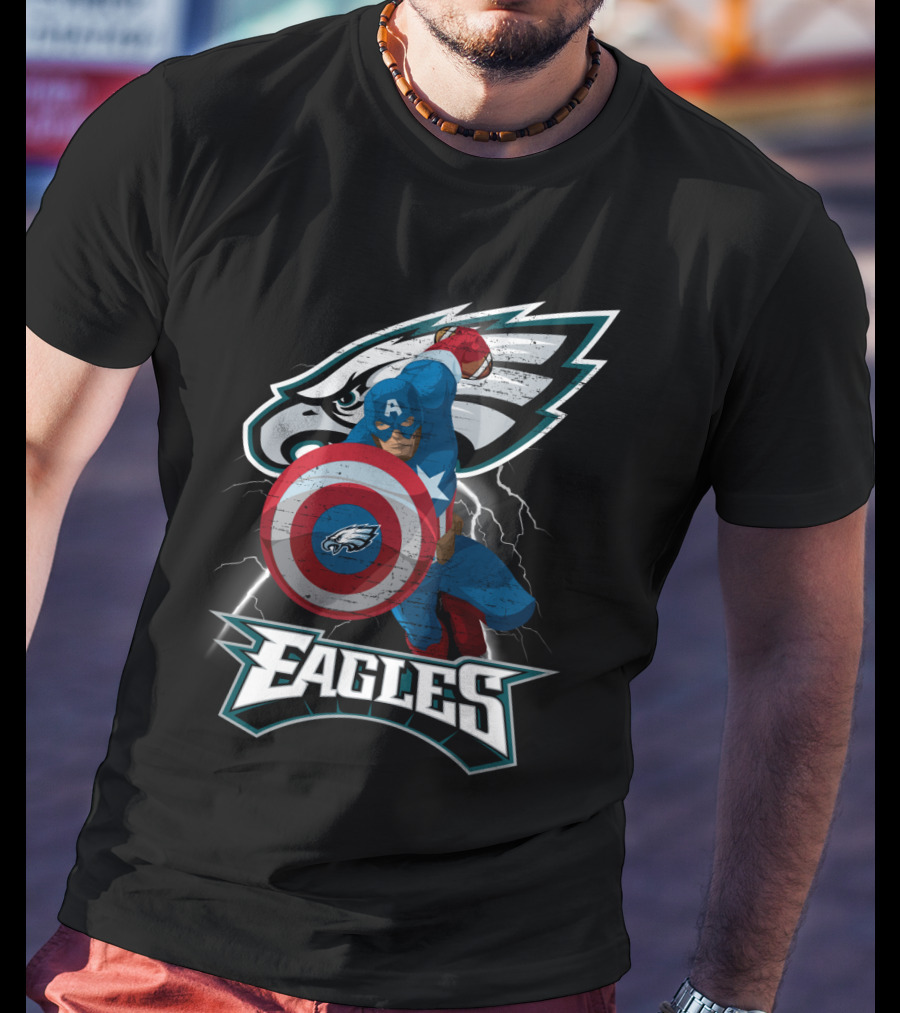 Philadelphia Eagles Captain America Nfl Shield T-Shirt