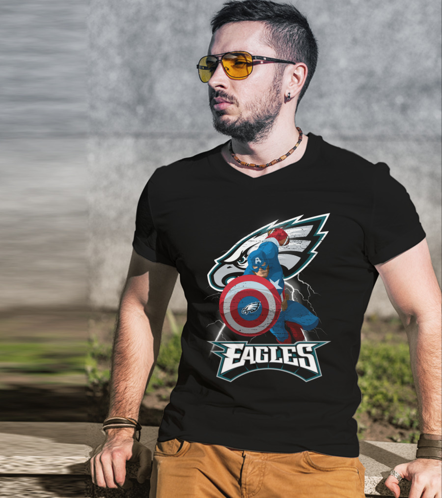 Philadelphia Eagles Captain America Nfl Shield T-Shirt