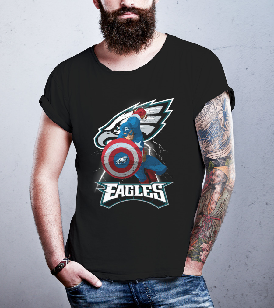 Philadelphia Eagles Captain America Nfl Shield T-Shirt