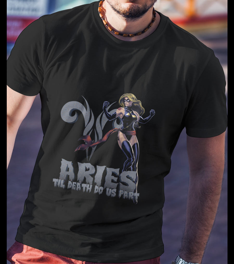 Captain Marvel Aries Til Death Do Us Part Marvel Fans T-Shirt