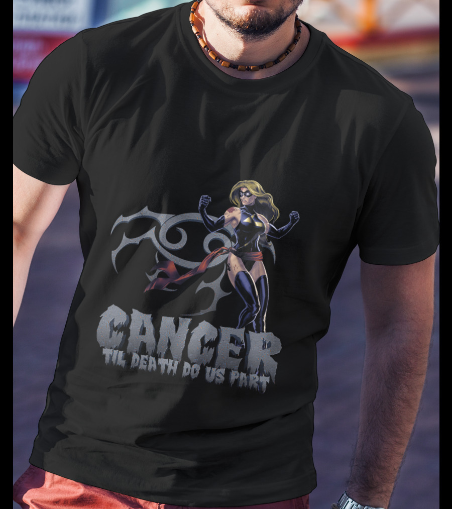 Cancer Til Death Do Us Part Captain Marvel Inspired Marvel Fans T-Shirt