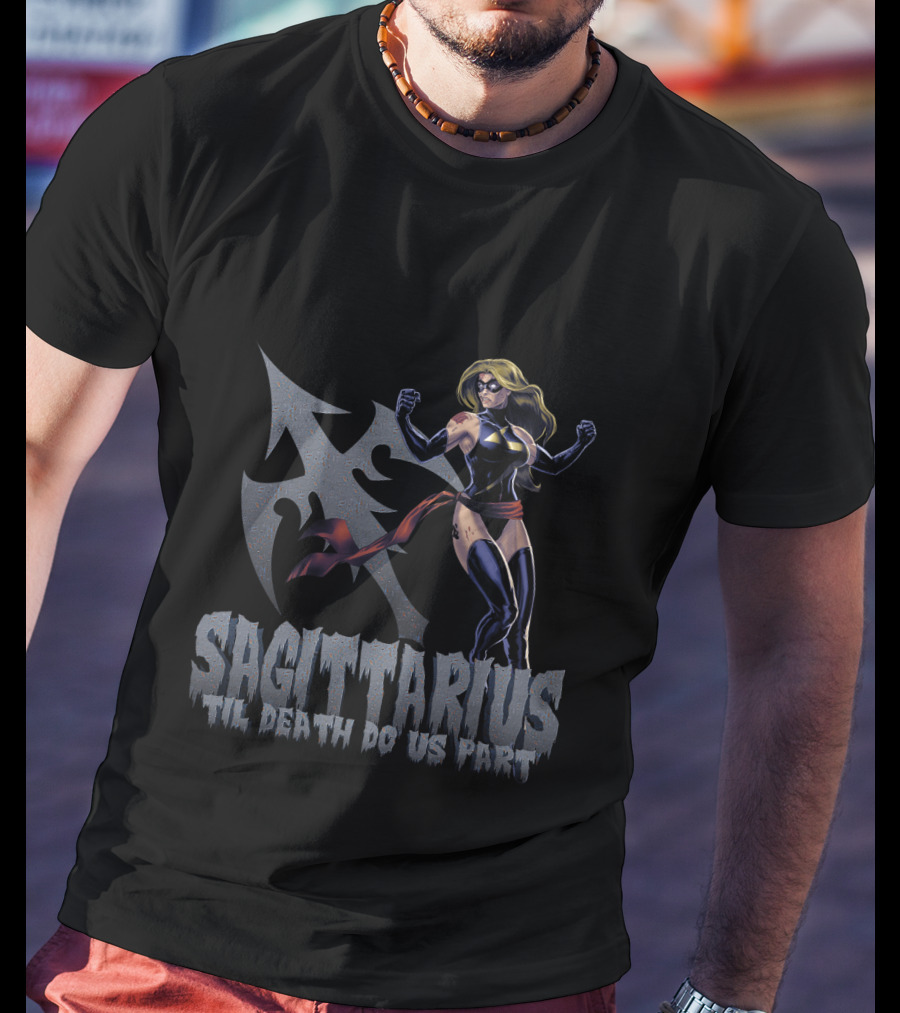 Sagittarius Til Death Do Us Part Captain Marvel Fans T-Shirt