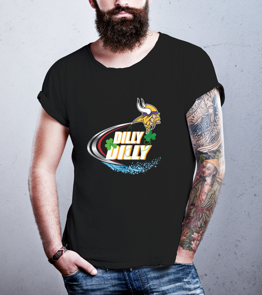 Dilly Dilly Minnesota Vikings Logo With Shamrocks And Water Splash T-Shirt