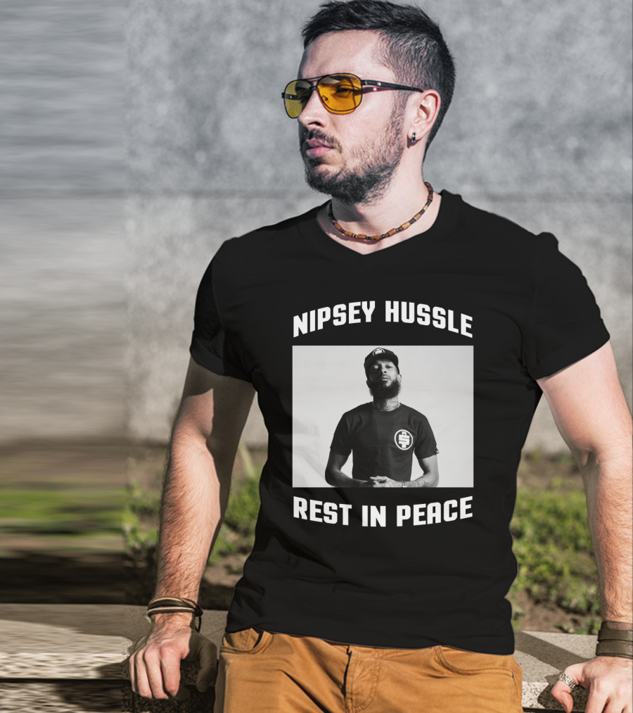Nipsey Hussle Rest In Peace Memorial Tribute With Iconic Cap T-Shirt