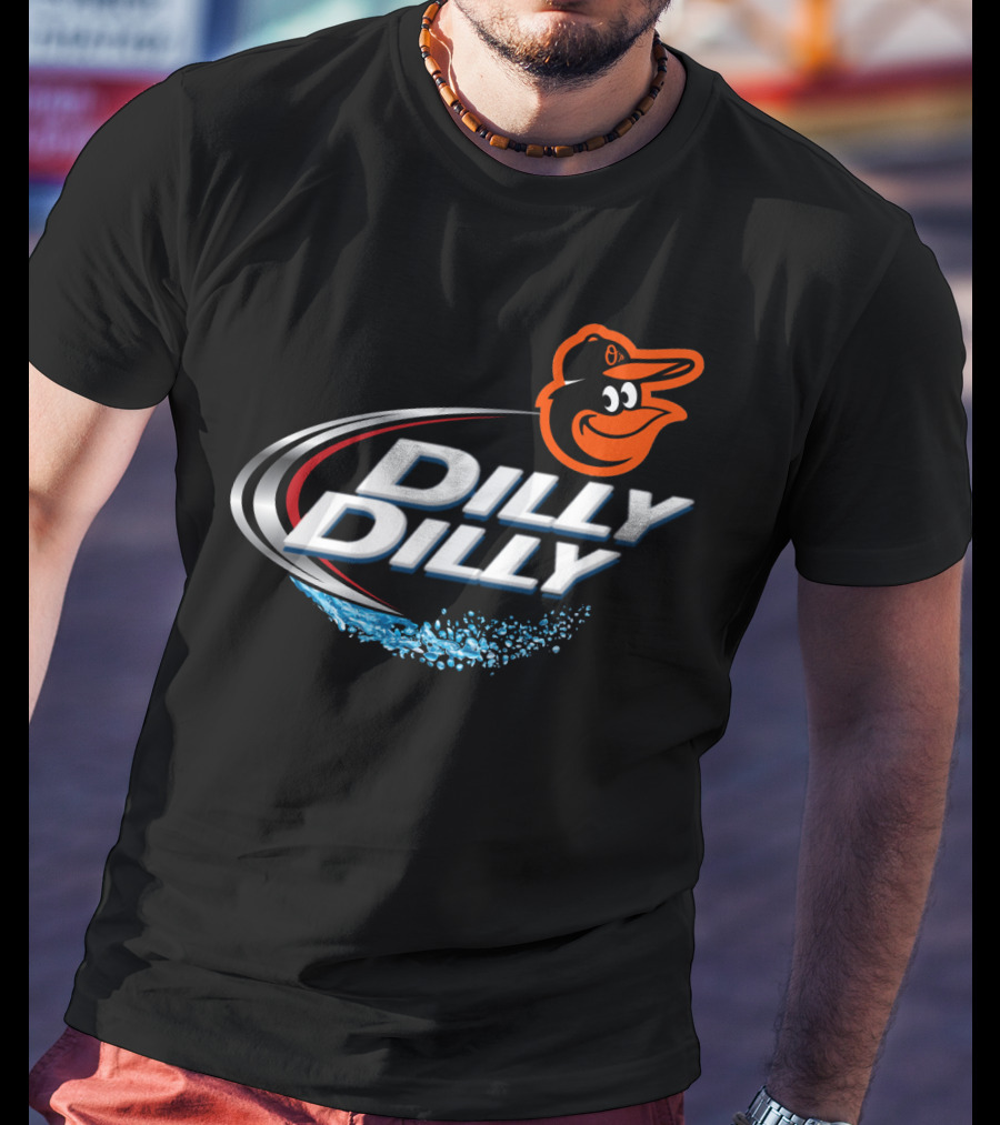 Baltimore Orioles Dilly Dilly Logo With Orioles Mascot And Water Splash Elements T-Shirt