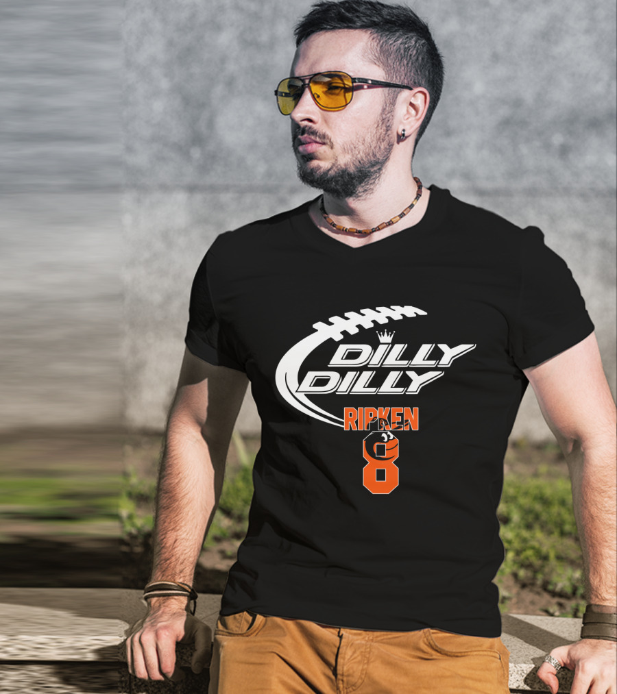 Baltimore Orioles Ripken 8 Dilly Dilly Football Crown T-Shirt