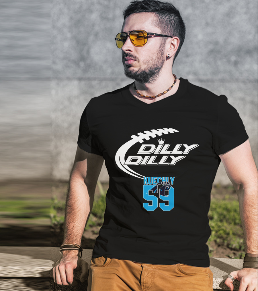 Carolina Panthers Luke Kuechly 59 Dilly Dilly Football T-Shirt