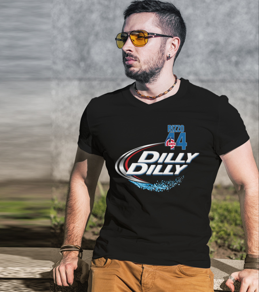 Chicago Cubs Rizzo 44 Dilly Dilly Majestic T-Shirt