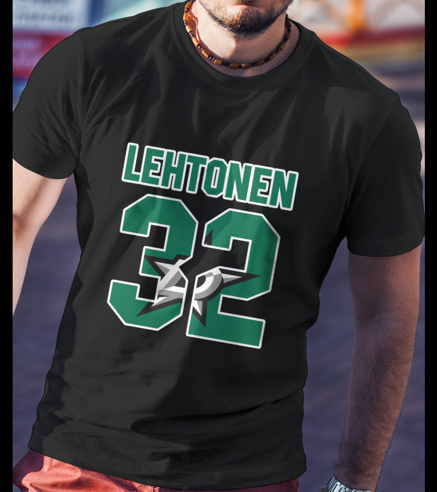 Lehtonen 32 Dallas Stars NHL Logo Kari Lehtonen T-Shirt