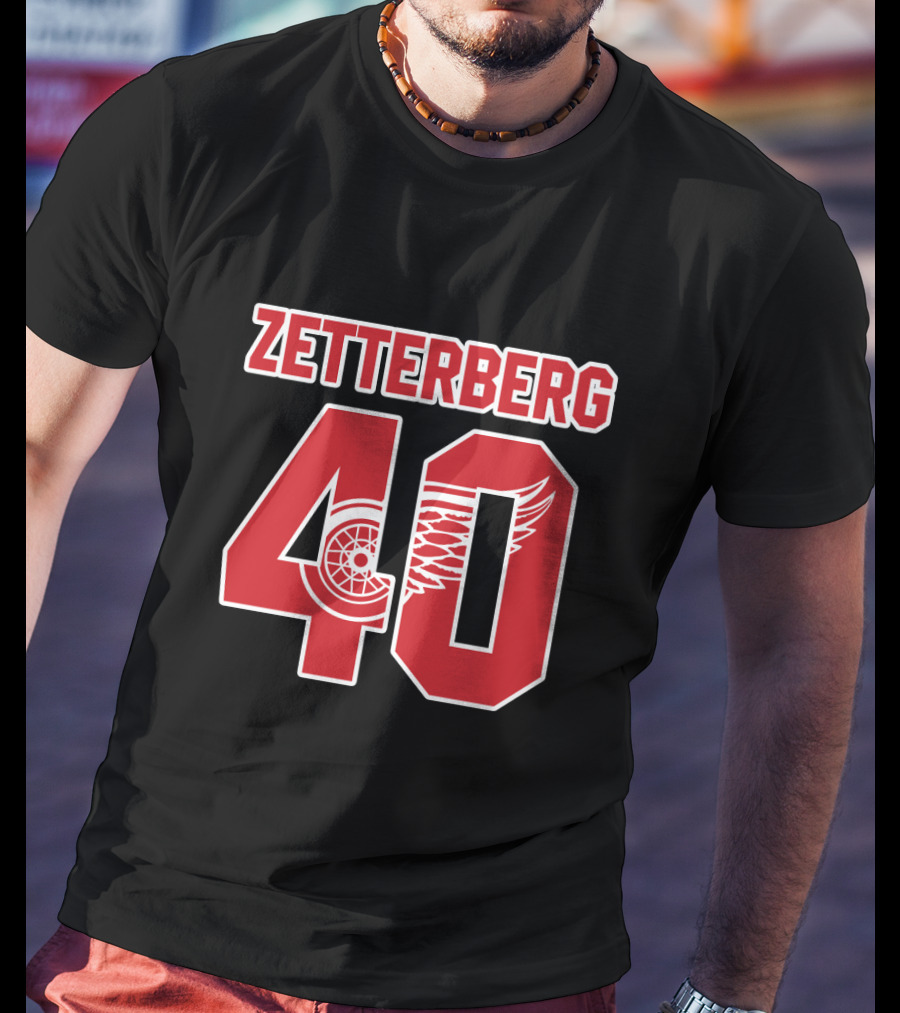 Zetterberg 40 Jersey Detroit Red Wings NHL Iconic Winged Wheel T-Shirt