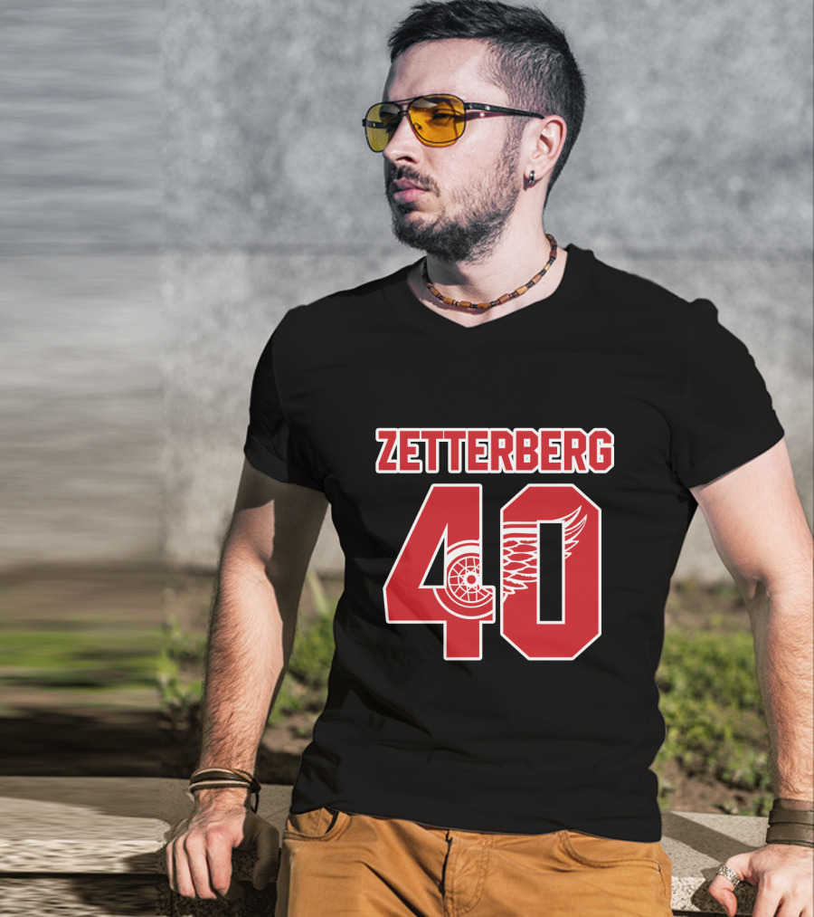 Zetterberg 40 Jersey Detroit Red Wings NHL Iconic Winged Wheel T-Shirt