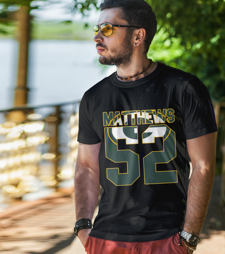Green Bay Packers Matthews 52 Logo Jersey T-Shirt