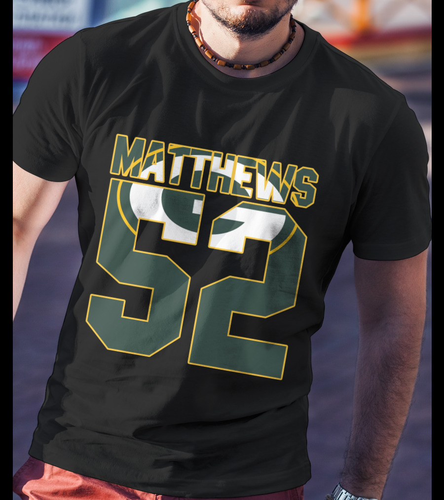 Green Bay Packers Matthews 52 Logo Jersey T-Shirt