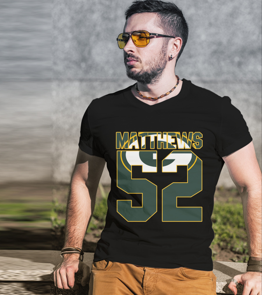 Green Bay Packers Matthews 52 Logo Jersey T-Shirt