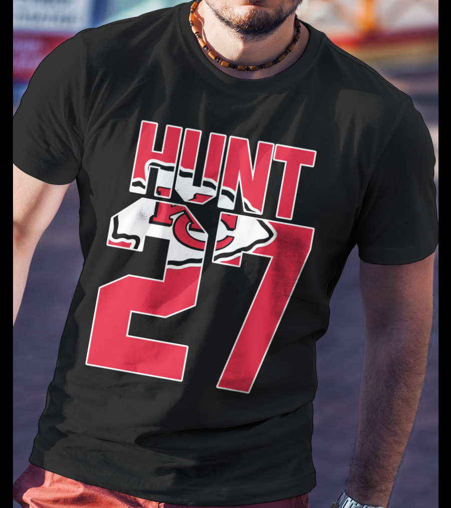 Hunt 27 Kansas City Chiefs Logo Kareem Hunt Game Jersey T-Shirt