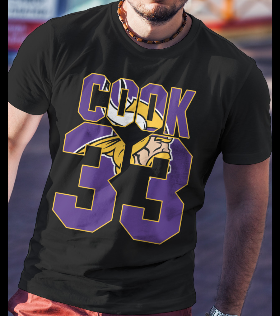 Minnesota Vikings Dalvin Cook 33 Viking Head Logo Jersey T-Shirt