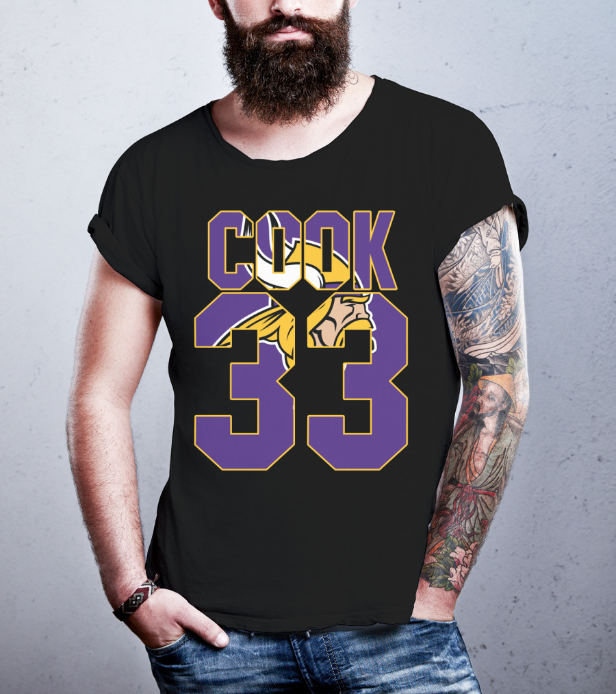 Minnesota Vikings Dalvin Cook 33 Viking Head Logo Jersey T-Shirt