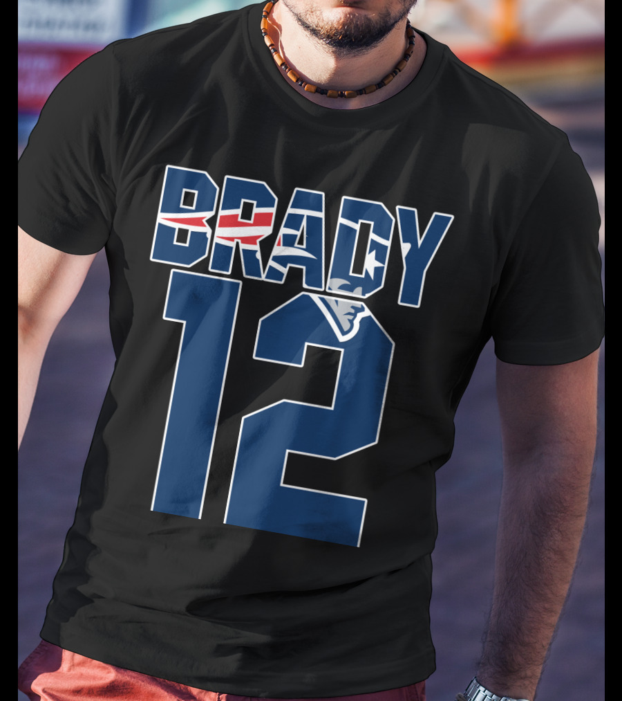 Brady 12 New England Patriots Logo Tom Brady T-Shirt