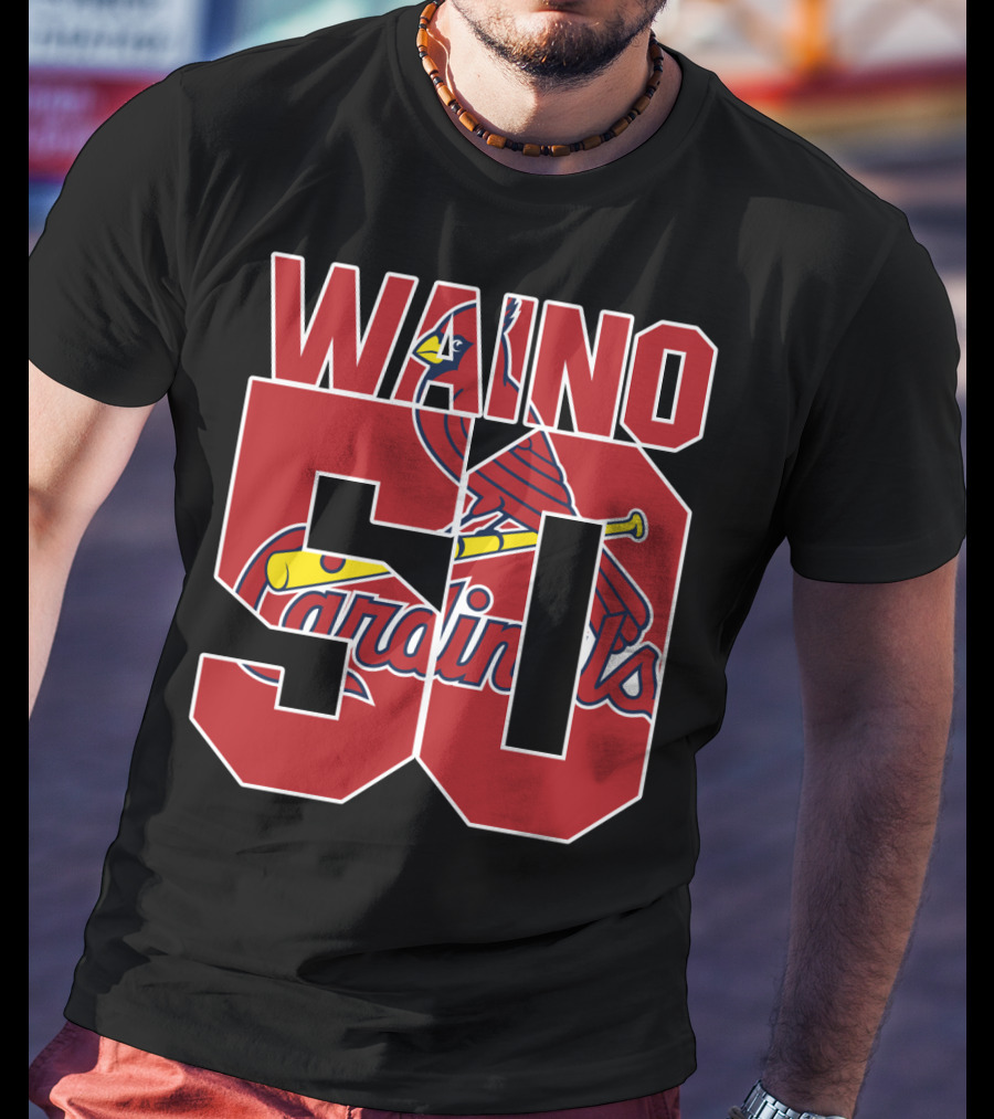 Waino 50 St. Louis Cardinals Iconic Logo Adam Wainwright T-Shirt