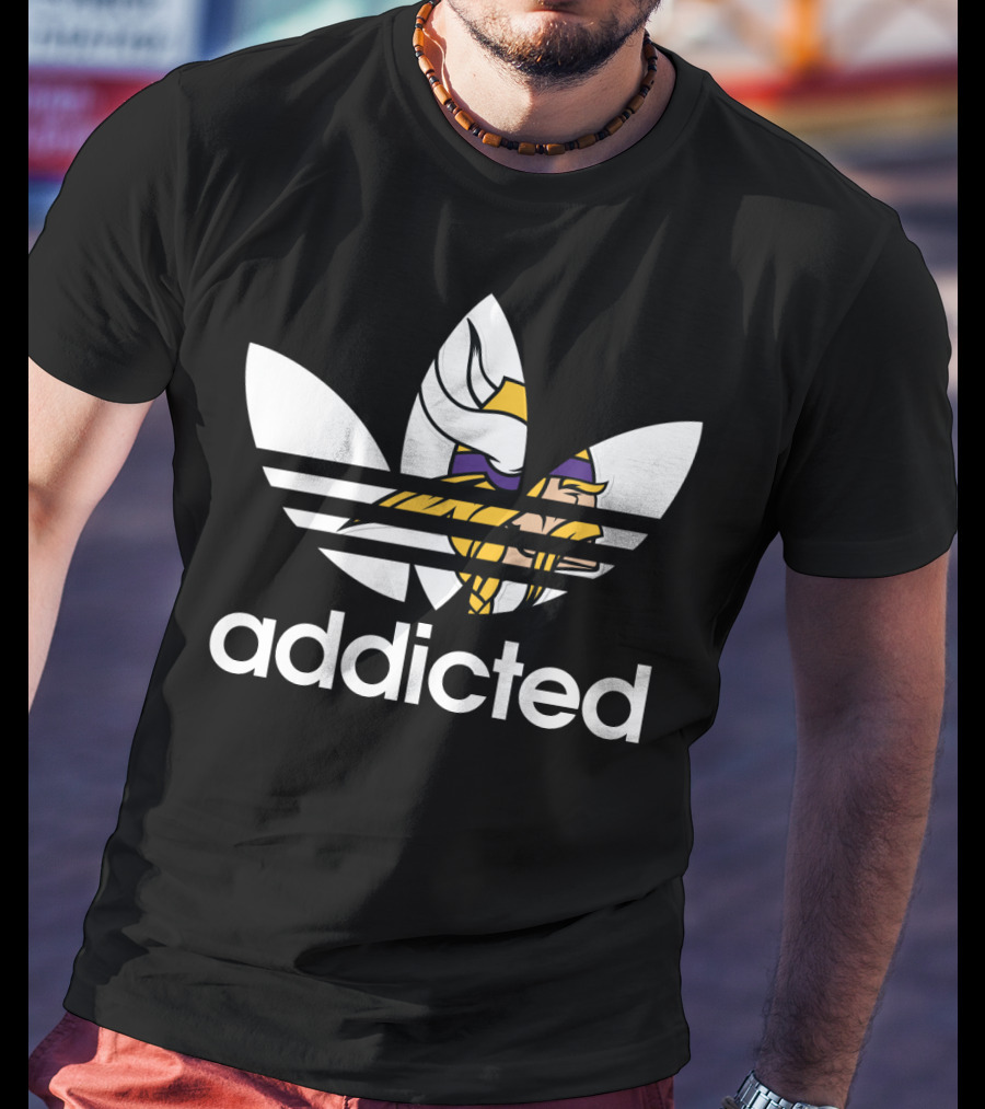 Minnesota Vikings Addicted Nfl Logo Fan Tribute T-Shirt