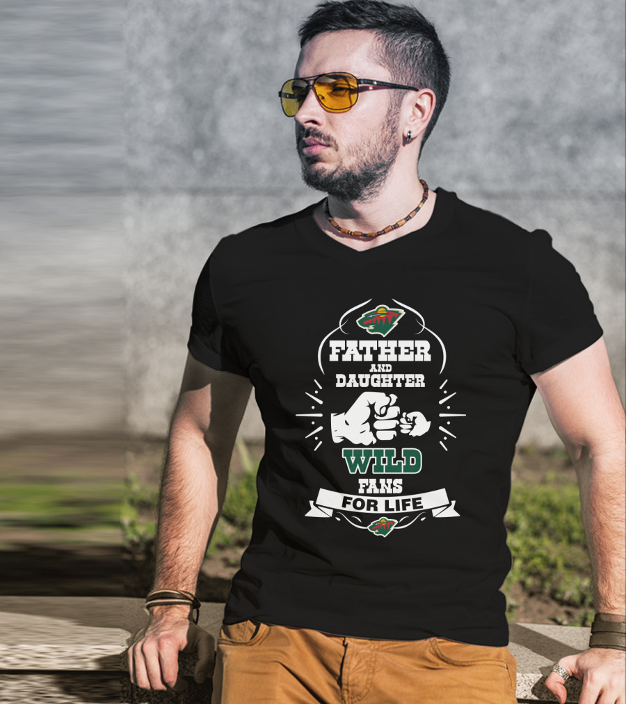 Father And Daughter Wild Fans For Life Minnesota Wild Fist Bump T-Shirt