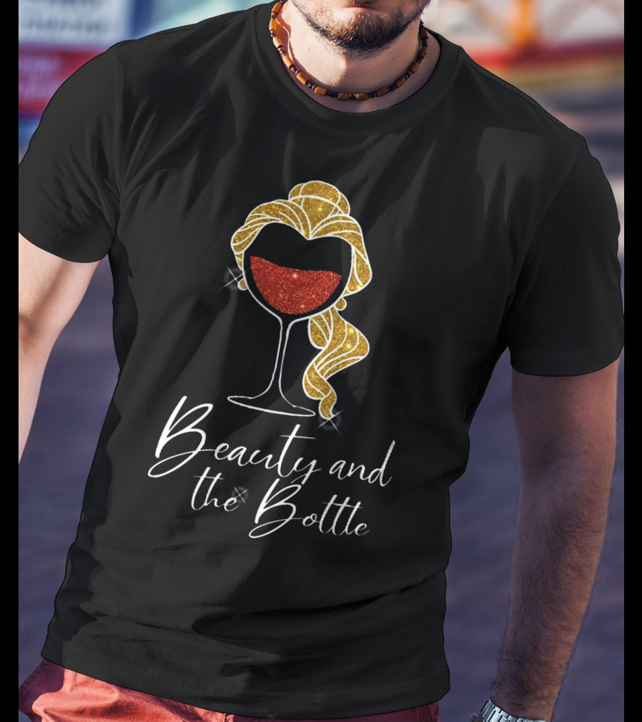 Beauty And The Bottle Sparkling Wine Lover's Glam T-Shirt