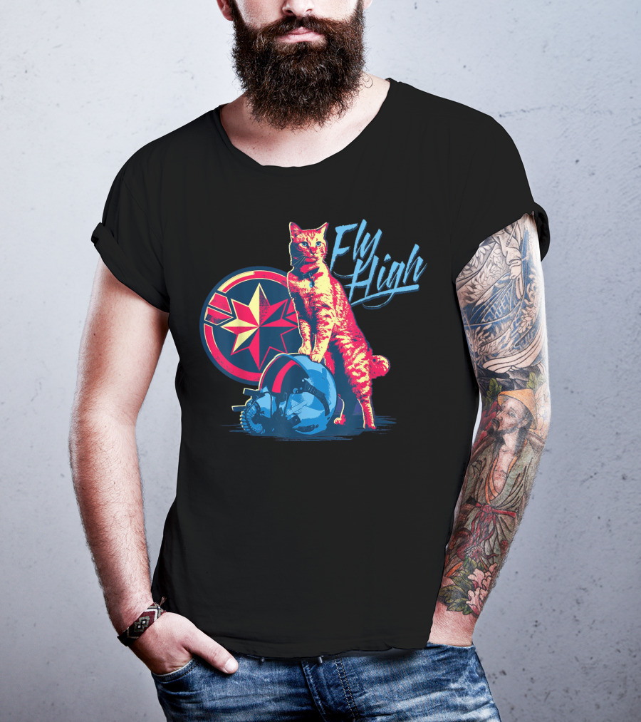 Captain Marvel Goose Fly High Star Emblem Pilot Helmet T-Shirt