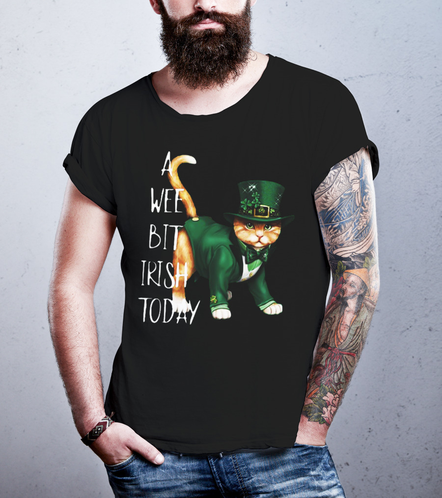 A Wee Bit Irish Today Cat In Green St. Patrick's Day Attire T-Shirt