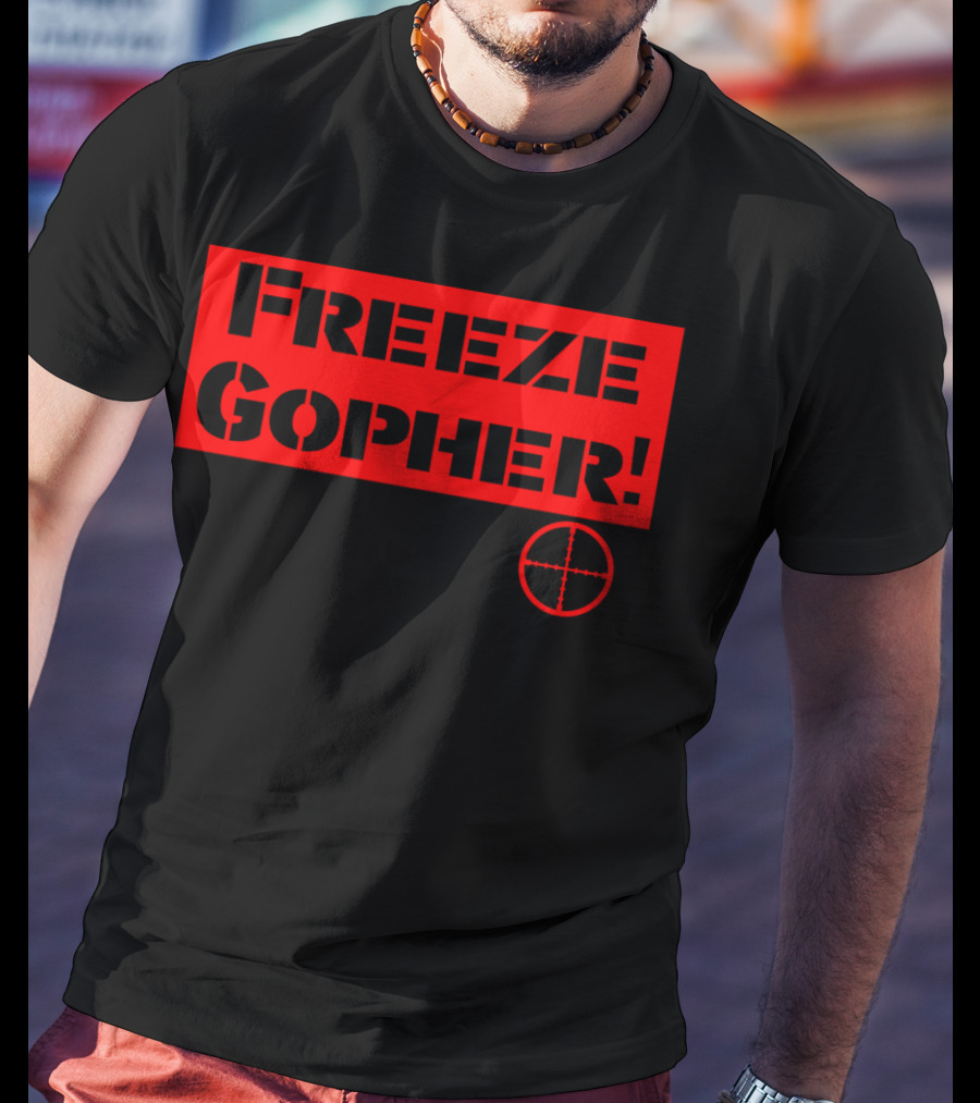 Freeze Gopher Red Stencil With Crosshair Target T-Shirt