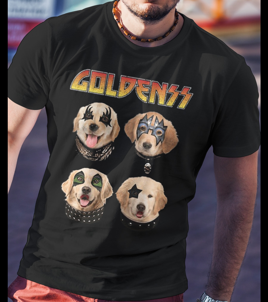 GOLDENSS With Dogs In Iconic Rock Band Makeup Styles T-Shirt