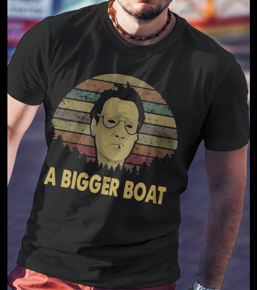 A Bigger Boat Jaws Martin Brody Vintage Style Stripes T-Shirt