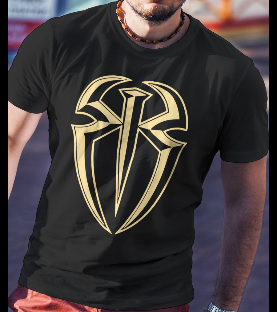 Roman Reigns Gold Tribal Crest Logo WWE Merchandising T-Shirt