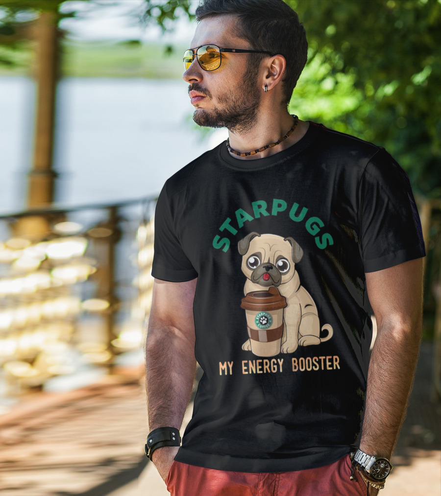 Starpugs Coffee My Energy Booster Pug Lover's Delight T-Shirt