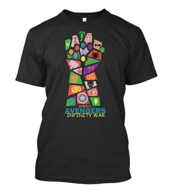 Marvel's Avengers Infinity War Colorful Gauntlet With Iconic Hero T-Shirt
