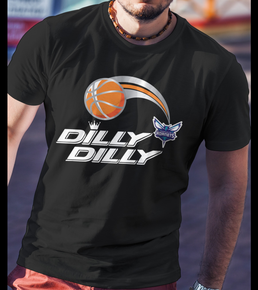 Charlotte Hornets Dilly Dilly Basketball Logo With Orange Ball And Crown T-Shirt
