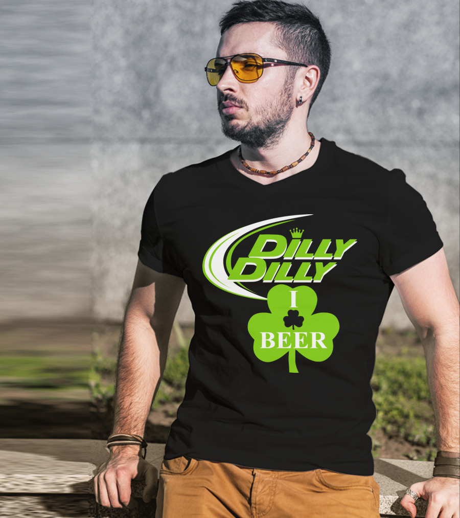 Dilly Dilly I Shamrock Beer Green Clover With Crown T-Shirt