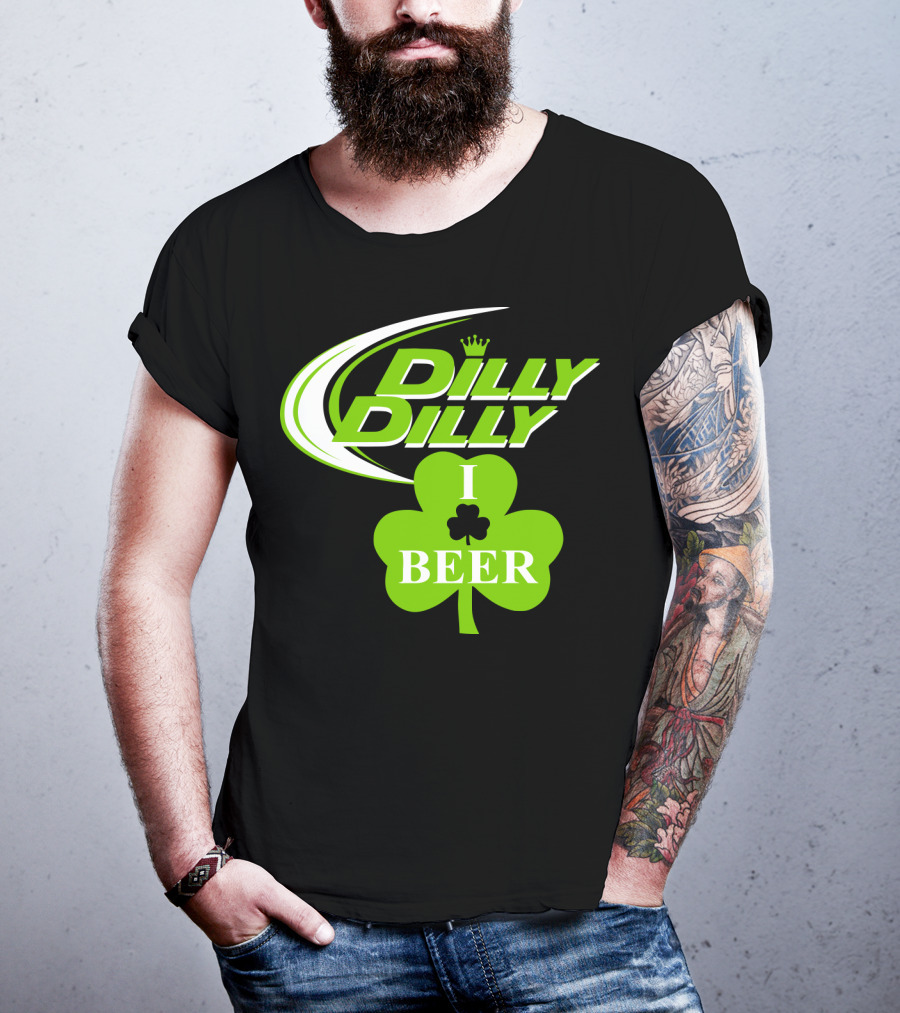 Dilly Dilly I Shamrock Beer Green Clover With Crown T-Shirt