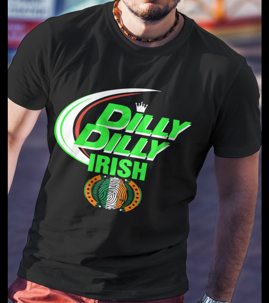 Dilly Dilly Irish St Patrick's Day With Irish Flag And Crown Motif T-Shirt