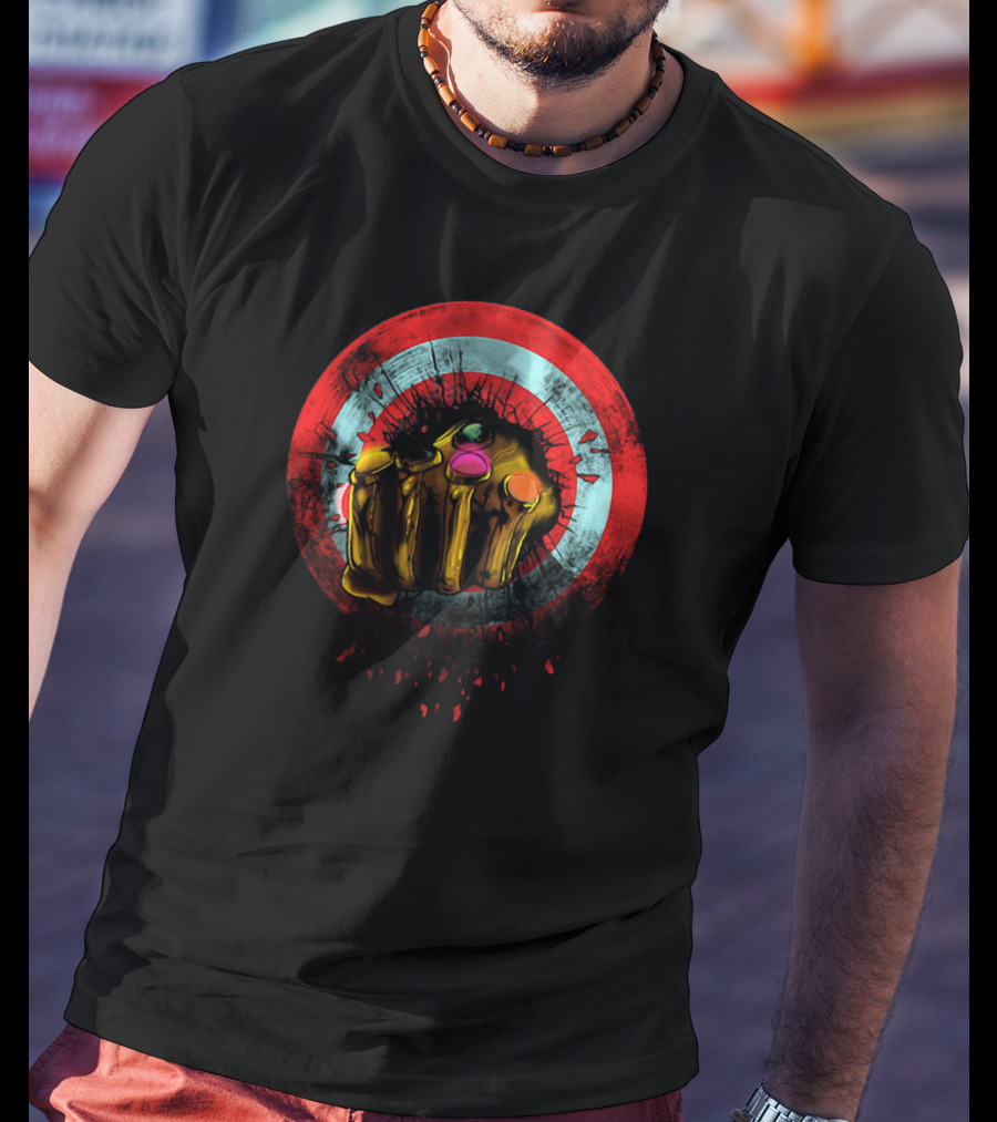 Infinity War Thanos Gauntlet Breaking Captain America Shield T-Shirt
