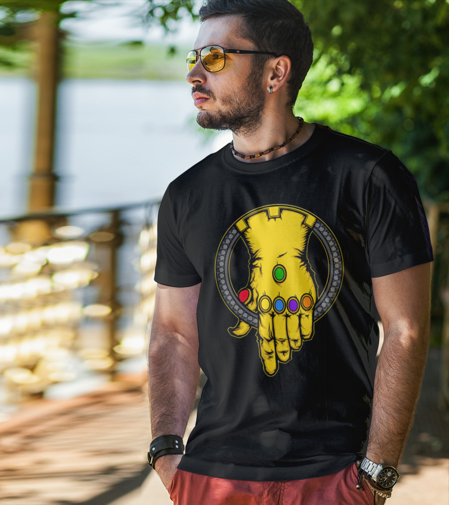 Thanos Infinity Gauntlet With Six Colorful Infinity Stones Iconic T-Shirt