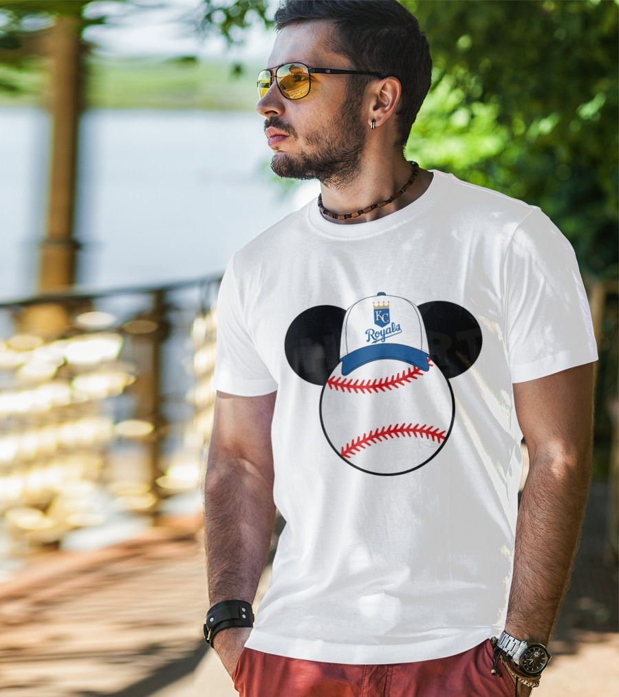 Kansas City Royals Baseball Cap Mickey Ears Heart T-Shirt