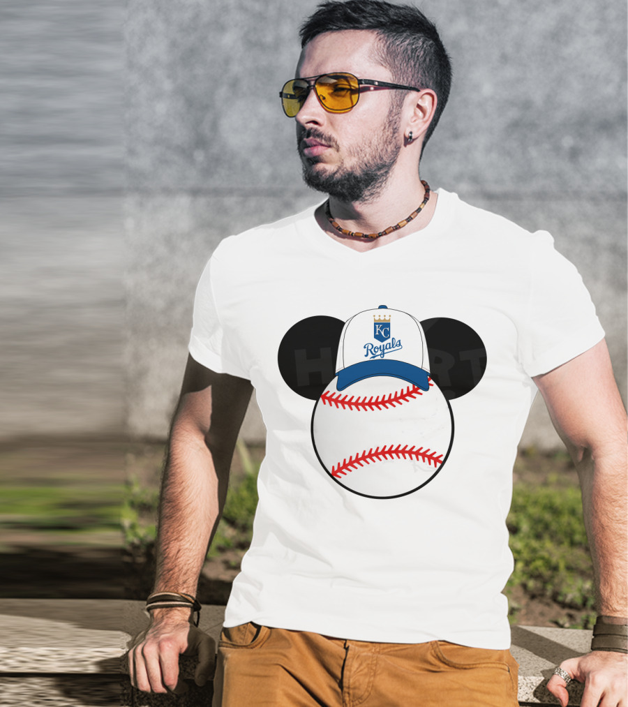 Kansas City Royals Baseball Cap Mickey Ears Heart T-Shirt