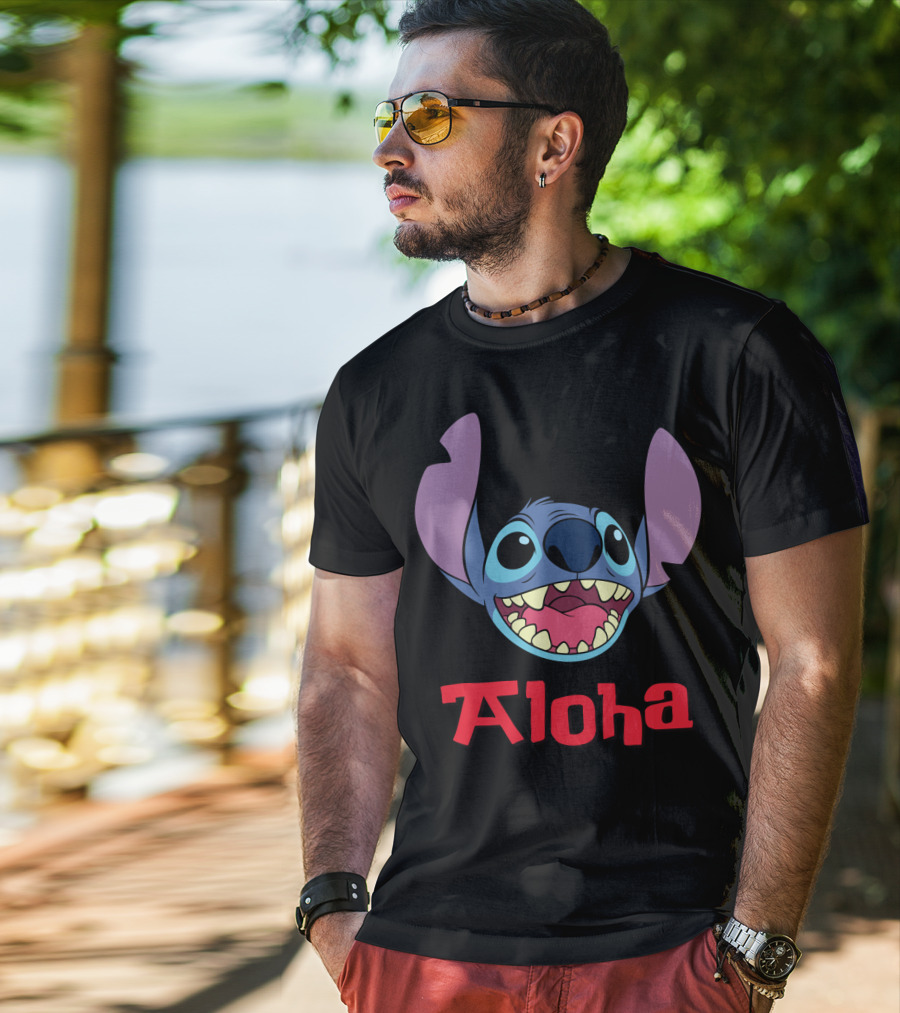 Lilo And Stitch Aloha Stitch Iconic Blue Character Smile T-Shirt