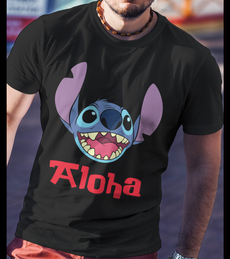 Lilo And Stitch Aloha Stitch Iconic Blue Character Smile T-Shirt