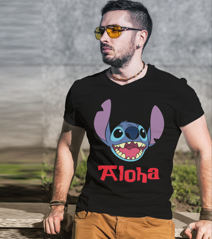 Lilo And Stitch Aloha Stitch Iconic Blue Character Smile T-Shirt